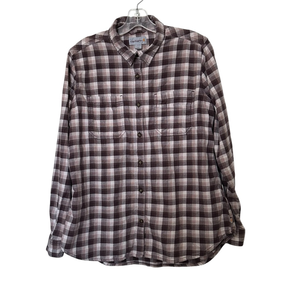 Carhartt Brown Plaid Button Up Long Sleeve Shirt
